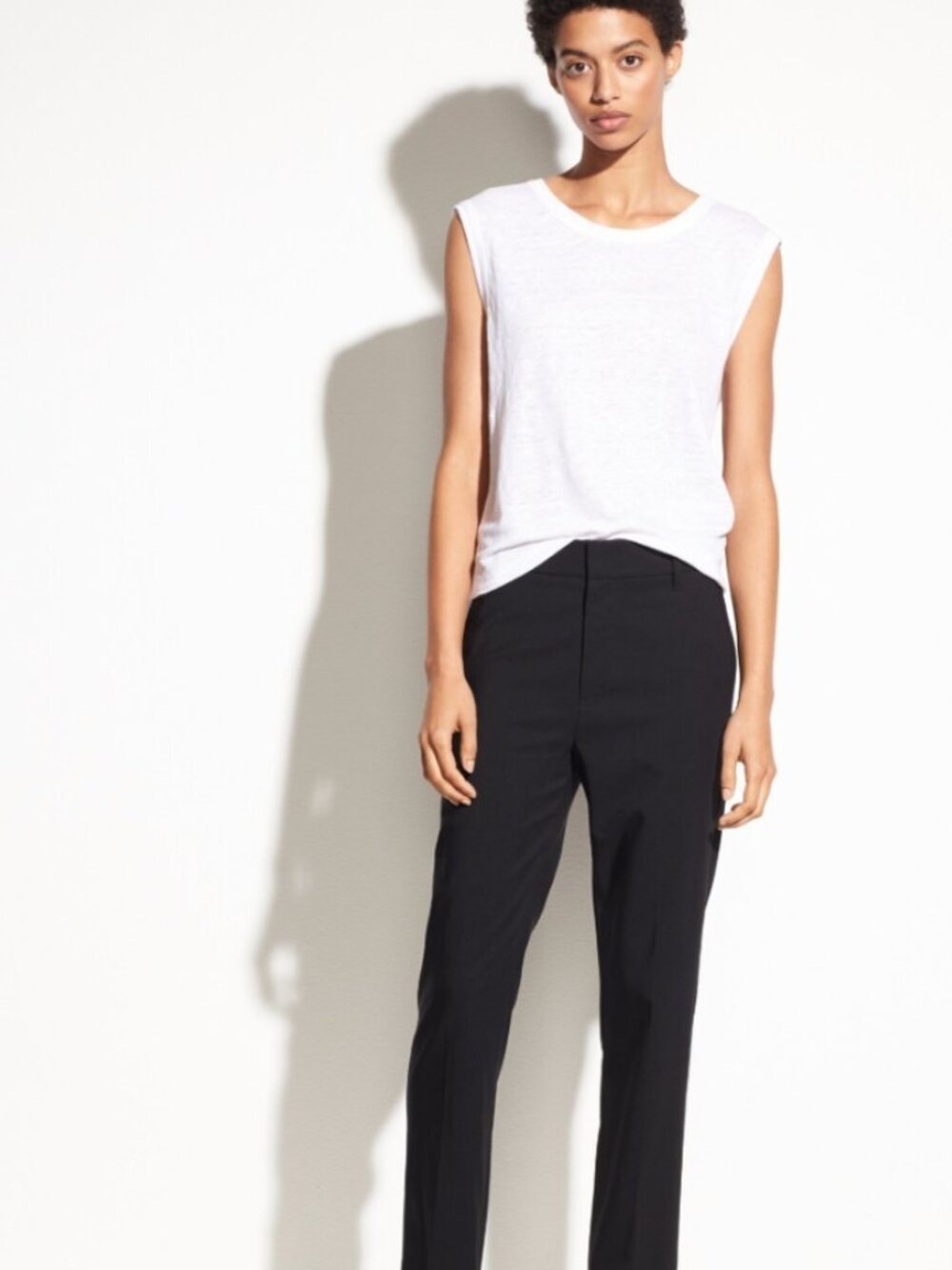 VINCE Black Wool Blend Stretch Tapered High Rise Trousers Size 6 VR56021280